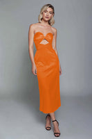 Load image into Gallery viewer, Dark Green Satin Sweetheart Sheath Cut Out Long Formal Dress