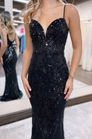 Load image into Gallery viewer, Dark Green Sparkly Sequins Sheath Long Prom Dress