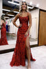Load image into Gallery viewer, Black Sparkly Sequins Sheath Long Prom Dress with Slit
