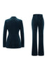 Load image into Gallery viewer, 2 Piece Sparkly Dark Green Single Breasted Peak Lapel Women Prom Suits