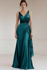 Load image into Gallery viewer, Peacock Sheath Satin Sleeveless Long Formal Dress