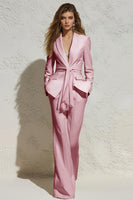 Load image into Gallery viewer, White 2 Piece Notched Lapel Ruched Business Suits with Sash