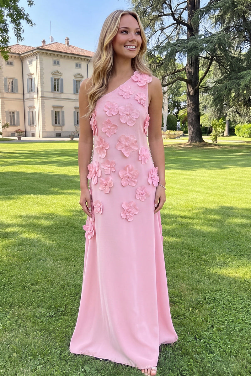 Load image into Gallery viewer, Yellow One Shoulder Floral Sheath Maxi Formal Dress