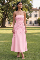 Load image into Gallery viewer, Yellow Strapless A Line Floral Maxi Formal Dress