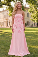 Load image into Gallery viewer, Sage Green Strapless A Line Floral Maxi Formal Dress
