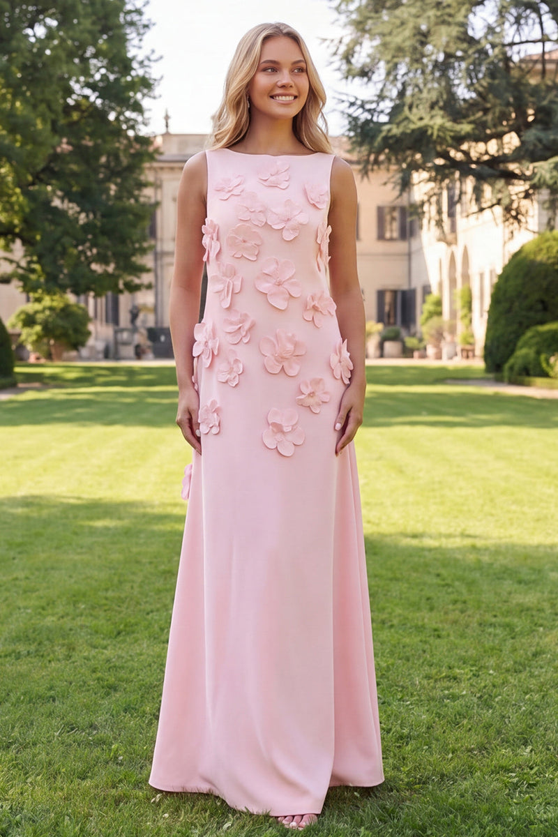 Load image into Gallery viewer, Yellow Boat Neck Floral A Line Long Formal Dress