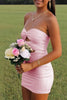 Load image into Gallery viewer, Black Satin Cut Out Tight Strapless Mini Party Dress