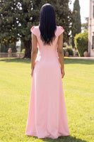 Load image into Gallery viewer, Butter Yellow Round Neck A Line Floral Long Formal Dress with Sleeves