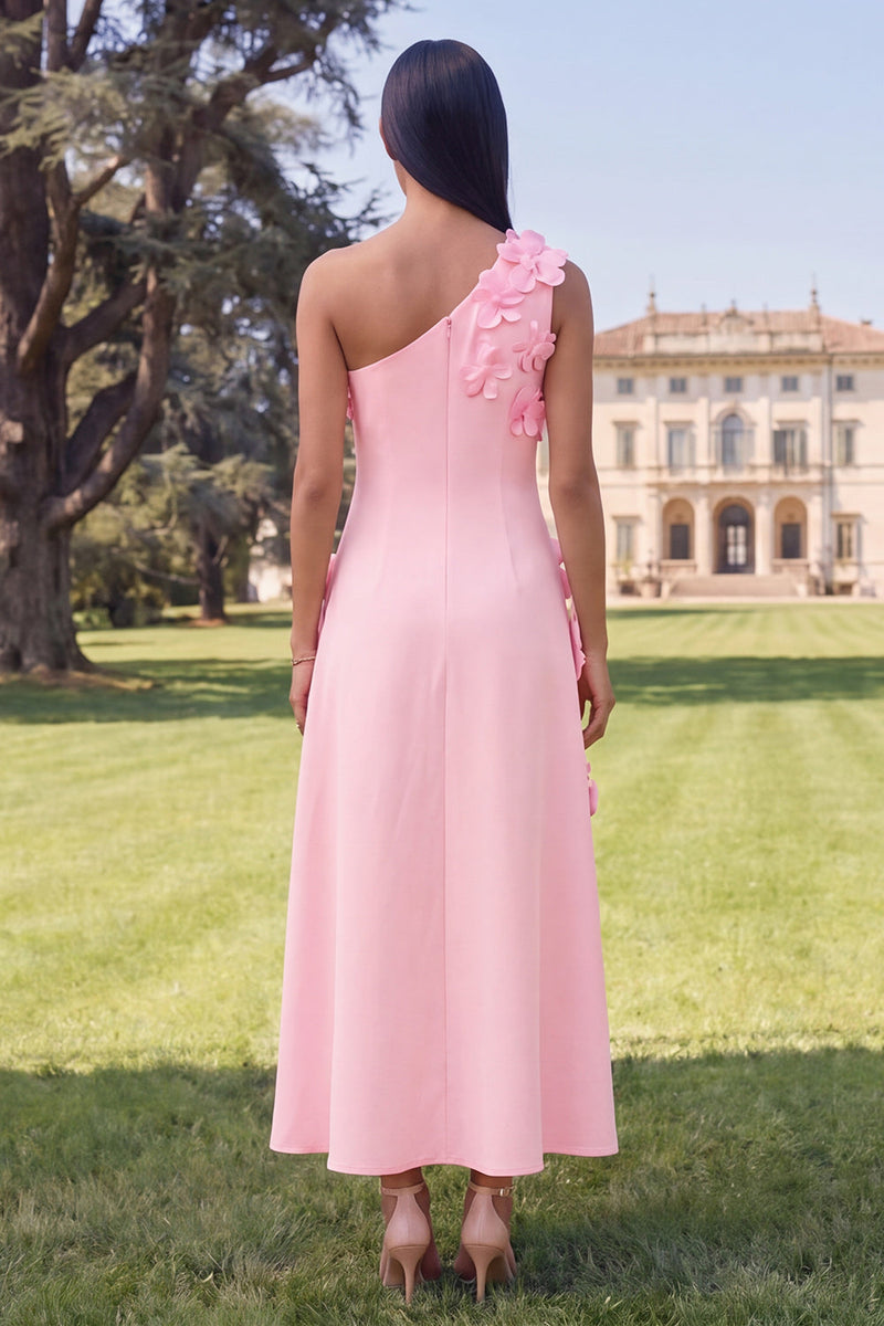 Load image into Gallery viewer, Floral Yellow A Line One Shoulder Maxi Formal Dress