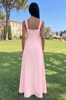 Load image into Gallery viewer, Blue Square Neck A Line Floral Maxi Formal Dress