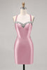 Load image into Gallery viewer, Sparkly Green Satin Corset Tight Short Homecoming Dress with Beading