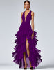 Load image into Gallery viewer, A Line Royal Blue Sleeveless V-Neck Tiered Long Formal Dress with Slit