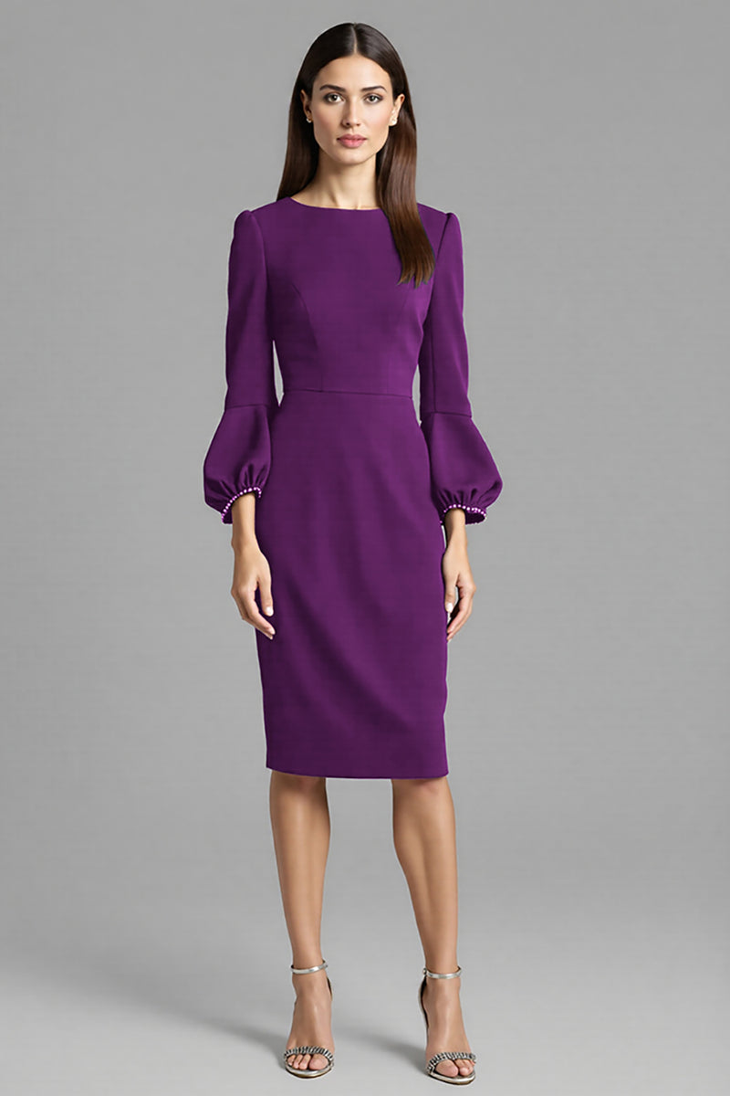 Load image into Gallery viewer, Royal Blue Satin Bodycon Bateau Neck Midi Work Dress