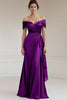Load image into Gallery viewer, Peacock Sheath Satin Off the Shoulder Long Formal Dress