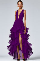 Load image into Gallery viewer, Royal Blue Tiered Sleeveless V-Neck Long Formal Dress with Slit