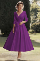 Load image into Gallery viewer, A Line Champagne Half Sleeves Long Mother of the Bride Dress