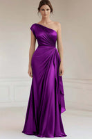 Load image into Gallery viewer, Peacock Sheath Satin One Shoulder Long Formal Dress