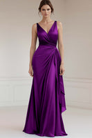 Load image into Gallery viewer, Peacock Sheath Satin Sleeveless Long Formal Dress