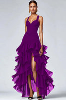 Load image into Gallery viewer, Black Organza A Line Tiered Thick Straps Ruffled Long Formal Dress