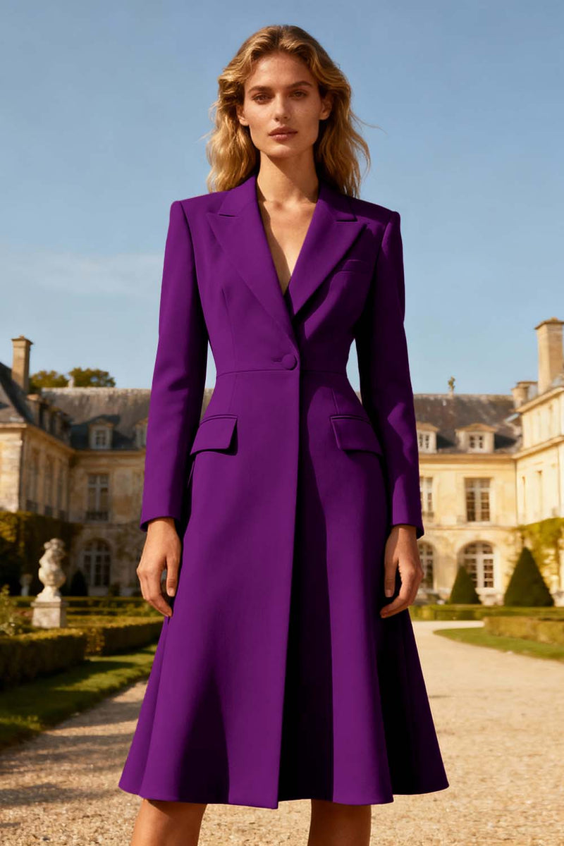 Load image into Gallery viewer, Khaki A Line Peak Lapel Midi Blazer Dress with Button