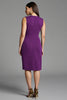 Load image into Gallery viewer, Navy Bodycon Satin V-Neck Midi Work Dress with Ruffles