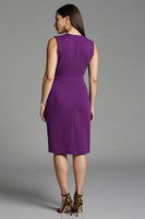 Load image into Gallery viewer, Navy Bodycon Satin V-Neck Midi Work Dress with Ruffles