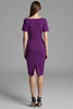 Load image into Gallery viewer, Navy Satin Bodycon Midi Work Dress with Sleeves