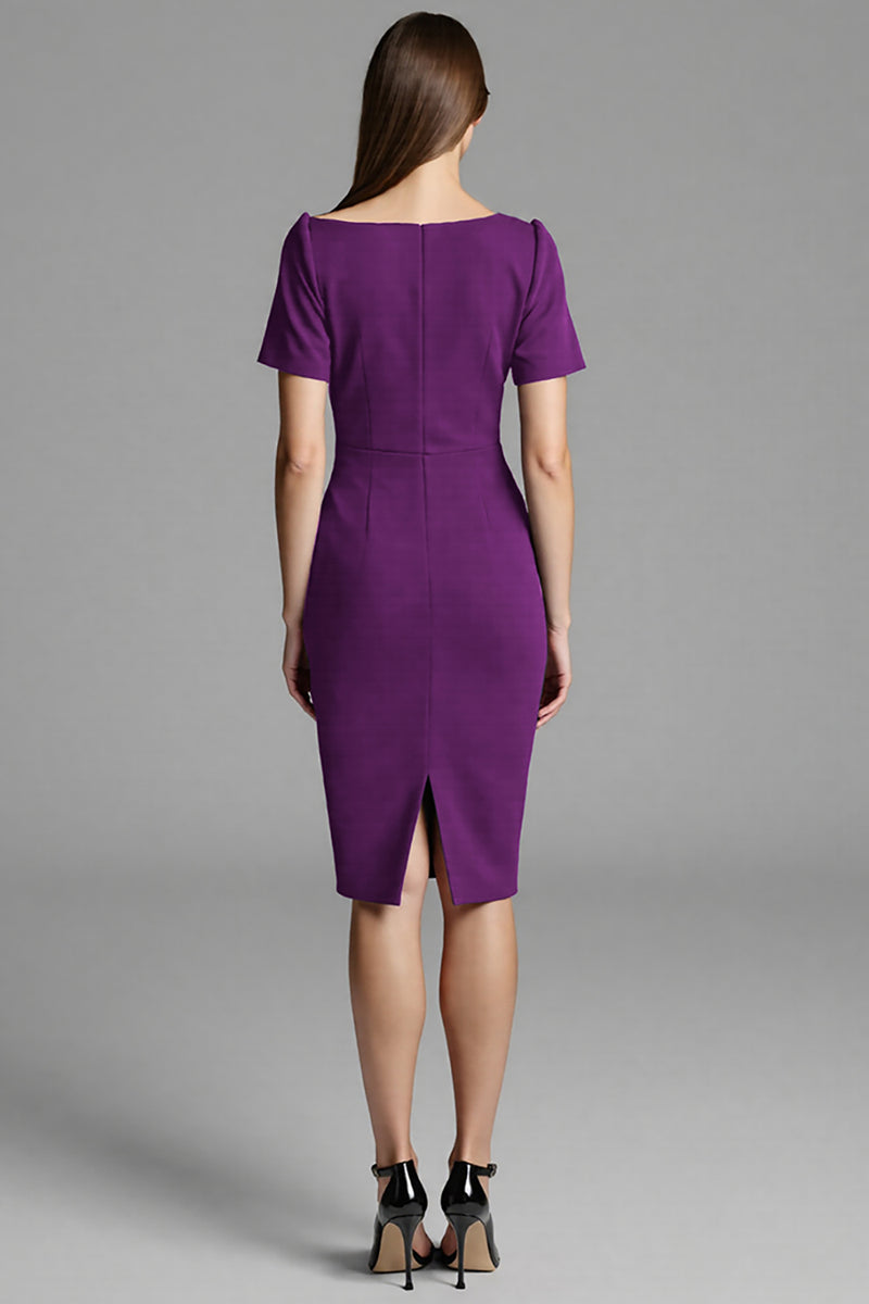 Load image into Gallery viewer, Navy Satin Bodycon Midi Work Dress with Sleeves