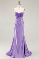 Load image into Gallery viewer, Sparkly Red Satin Mermaid Sweetheart Long Prom Dress with Sequins
