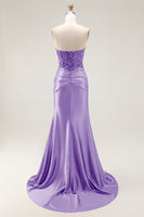 Load image into Gallery viewer, Sparkly Red Satin Mermaid Sweetheart Long Prom Dress with Sequins