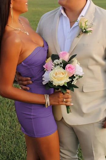 Lilac Bodycon Sweetheart Short Prom Dress with Keyhole