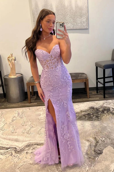 Mermaid Sweetheart Side Slit Long Prom Dress with Appliques