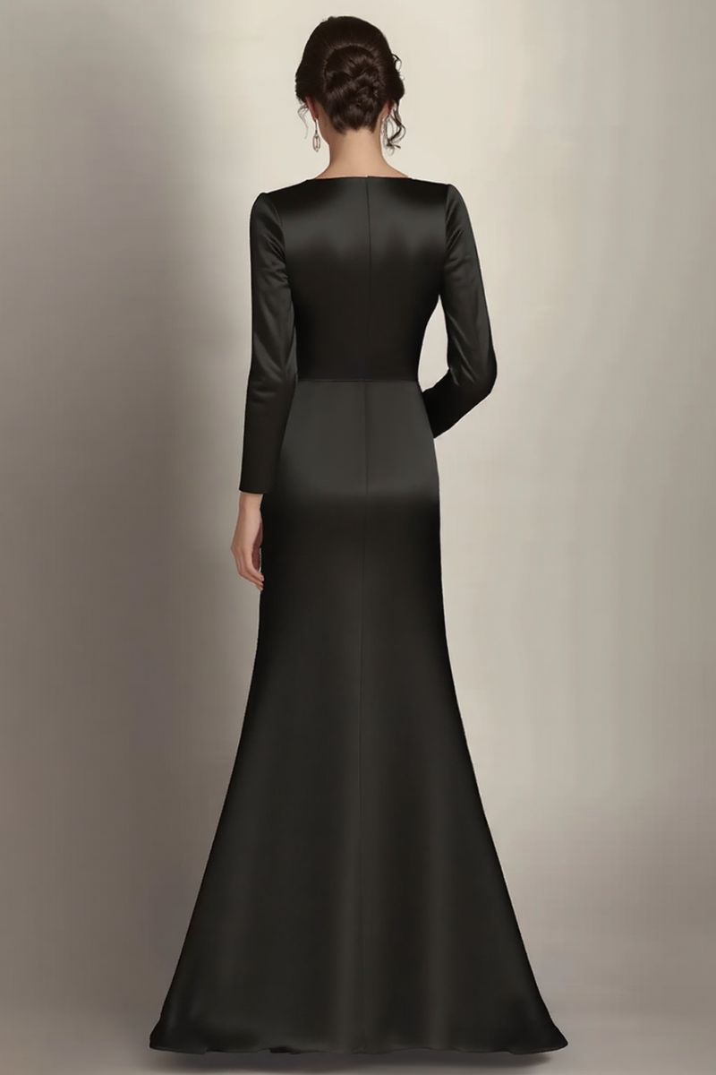 Load image into Gallery viewer, Dusty Blue Satin Sheath Mother of the Bride Dress with Side Waist