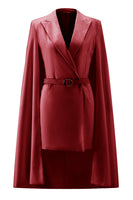 Load image into Gallery viewer, White Satin Peak Lapel Cape Short Work Blazer Dress