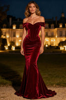 Load image into Gallery viewer, Black Velvet Mermaid Long Corset Holiday Party Dress