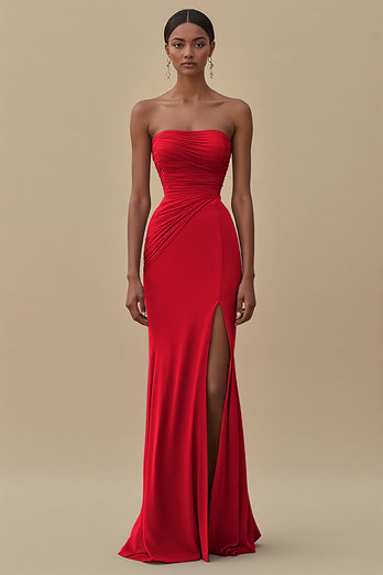 Elegant Black Sheath Chiffon Long Formal Dress with Slit