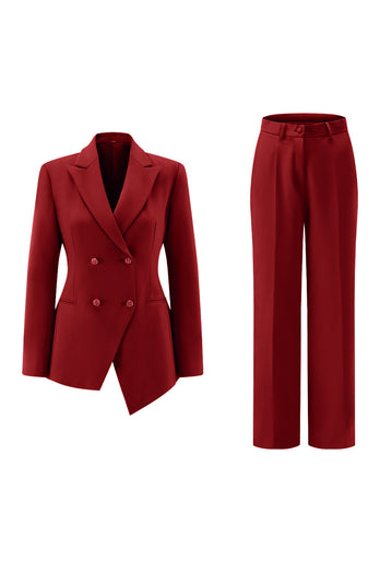 2 Piece Fuchsia Peak Lapel Double Breasted Women Prom Suits