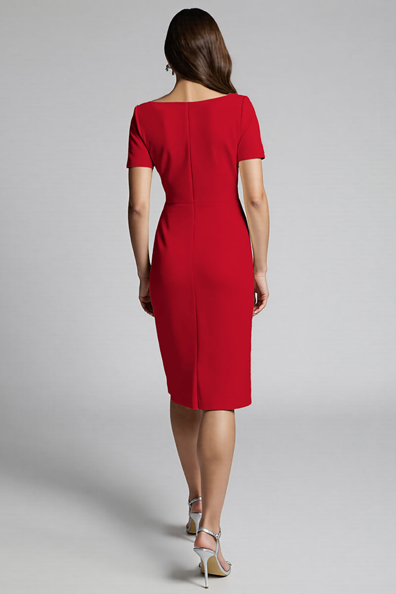 Load image into Gallery viewer, Champagne Bodycon Ruffled Midi Satin Work Dress with Slit