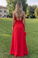Load image into Gallery viewer, Sage Green Strapless A Line Floral Maxi Formal Dress