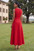 Load image into Gallery viewer, Hot Pink Round Neck A Line Floral Maxi Formal Dress