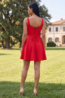 Load image into Gallery viewer, Blue Floral Square Neck A Line Short Homecoming Dress with Pockets