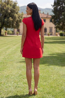 Load image into Gallery viewer, Butter Blue Floral Round Neck Short Homecoming Dress with Sleeves