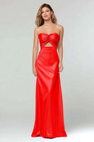 Load image into Gallery viewer, Black  Sheath Satin Sweetheart Cut Out Long Formal Dress