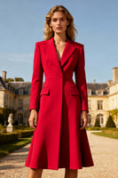 Load image into Gallery viewer, Khaki A Line Peak Lapel Midi Blazer Dress with Button