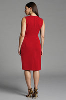 Load image into Gallery viewer, Royal Blue Satin Bodycon V-Neck Midi Work Dress with Ruffles