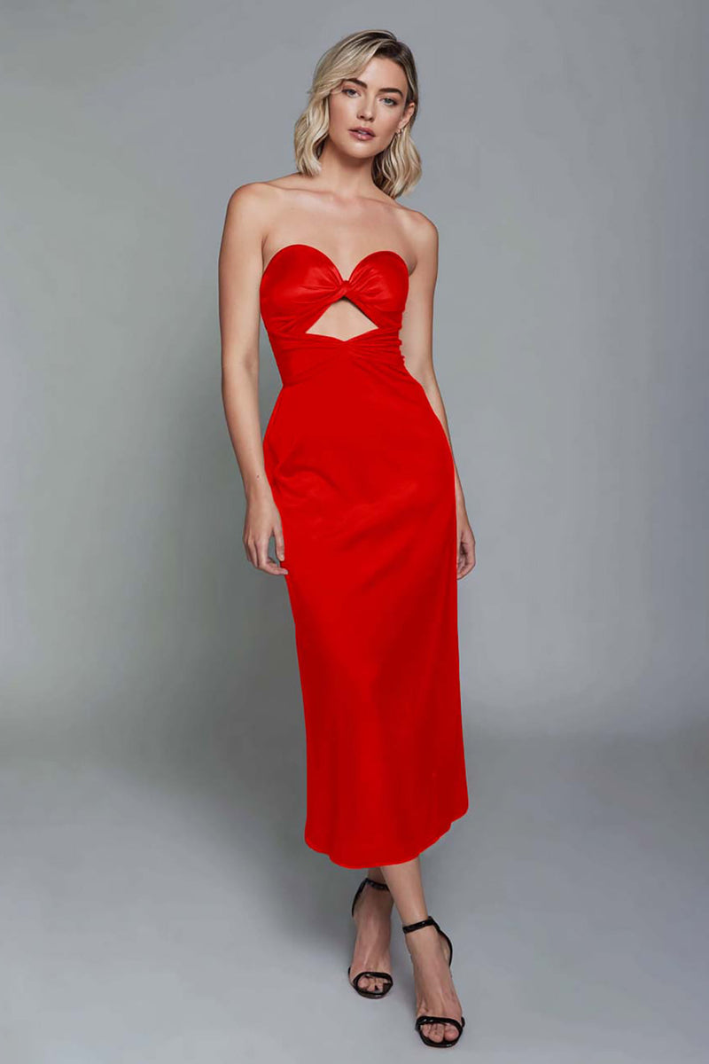 Load image into Gallery viewer, Dusty Blue Sheath Cut Out Satin Sweetheart Long Formal Dress