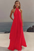 Load image into Gallery viewer, Royal Blue Chiffon A Line Halter Pleated Long Graduation Dress