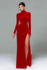 Load image into Gallery viewer, Black Velvet Sheath High Neck Cut Out Long Holiday Party Dress