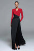 Load image into Gallery viewer, Black and White Patchwork Sheath Long Formal Dress with Sleeves
