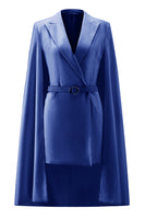 Load image into Gallery viewer, White Satin Peak Lapel Cape Short Work Blazer Dress